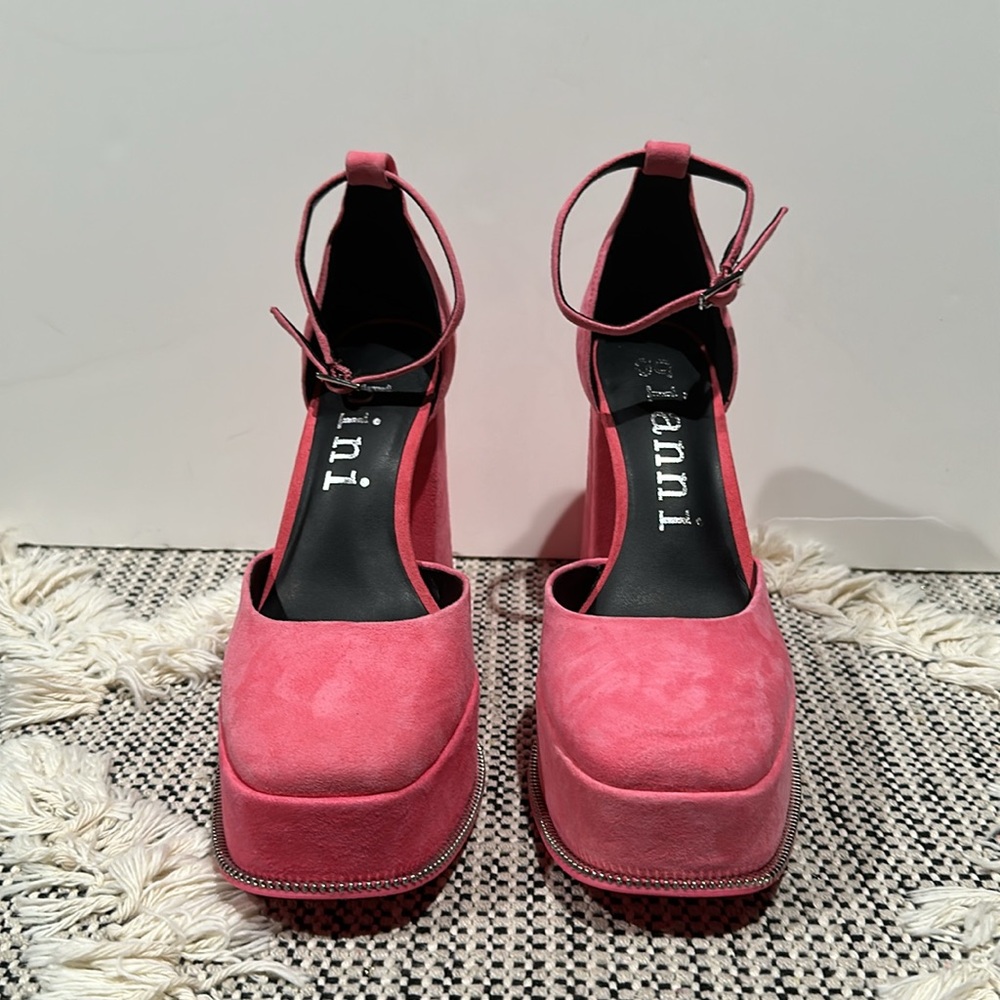 Gianni Bini Otten Suede Ankle Strap Platform Pumps - Picture 4 of 11